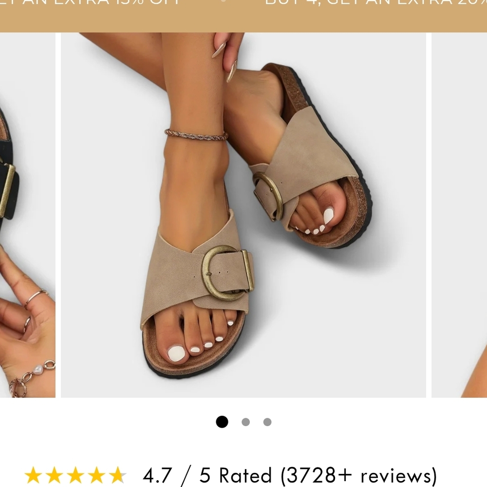 Women's Tan Slide Sandals